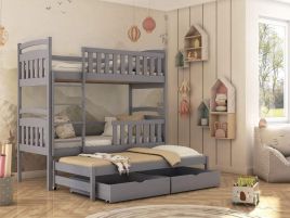 SALLY Wooden 2 Drawers Storage Double Bed with Trundle and Bonnell Foam Mattress - Grey