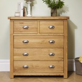 Oak Finish Chest of Drawers - WOKINGHAM Medium Chest  5 Drawers
