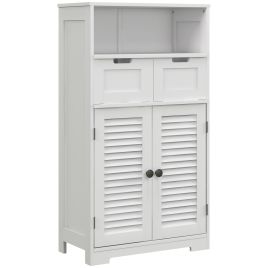 Bathroom Floor Cabinet with Louvred Doors and Drawers