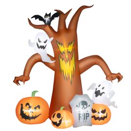 Jones Outdoor 7.9FT Tall Halloween Inflatable Ghost Tree - Orange