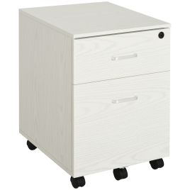 2-Drawer Locking Office Filing Cabinet w/ 5 Wheels Rolling Storage Hanging Legal Letter Files Cupboard Home Organisation White