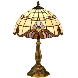 Scott Stained Glass Bedroom Table Lamp Handmade Antique Bedside Light - Decor