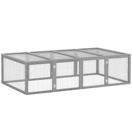 PAWSTER Wooden Rabbit Hutch Cage 6ft with Wire Mesh, Openable Roof, Play Space for Outdoor, Grey