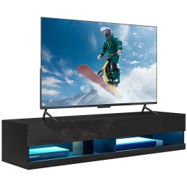 Scott Floating TV Unit with LED Lights - Black