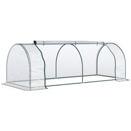 Tunnel Greenhouse Green Grow House for Garden Outdoor, Steel Frame, PVC Cover, Transparent, 250 x 100 x 80cm