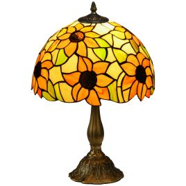 Scott Stained Glass Bedroom Table Lamp Handmade Antique Bedside Light - Orange
