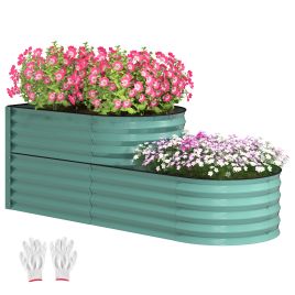SUNVISTA Two-Tier Galvanised Steel Garden Planter - Dark Green