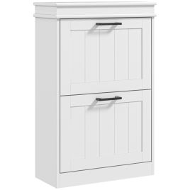 CABINA 2 Drawer Minimalistic Shoe Storage Cabinet for 10 Shoes - White