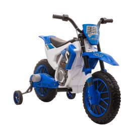 12V Kids Electric Motorcycle Ride On with Training Wheels - Blue
