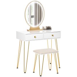Dressing Table - VIENTIANE 2 Drawer Dresser White 80cm