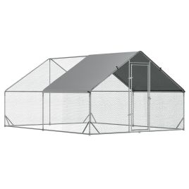 Walk In Chicken Run Galvanized Chicken Coop Hen Poultry House Rabbit Hutch Pet Playpen Backyard W/ Water-Resist Cover, 3 x 4 x 2m