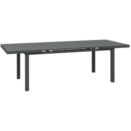 Aluminium Garden Table for 6-8, Extending Outdoor Dining Table Rectangle for Lawn Balcony - Charcoal Grey