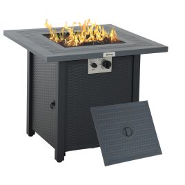 SUNVISTA 71 x 71cm 40000 BTU Gas Firepit Table - Black/Dark Grey