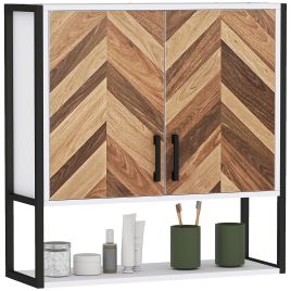 HERON Bathroom Cabinet Wall Mounted, Bathroom Wall Cabinet Medicine Cabinet with 2 Doors, Adjustable Shelf, Walnut