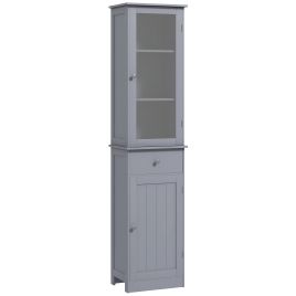 Kleankin Bathroom Storage Cabinet with 3-Tier Shelf and Drawer - Grey