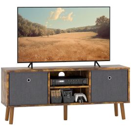 HERON TV Cabinet Stand Unit for TVs up to 50'' with Foldable Drawers, Entertainment Centre for Living Room Rustic Brown