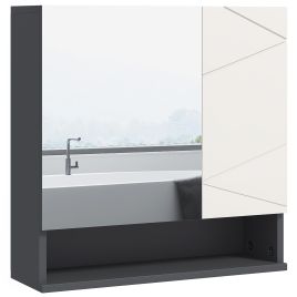 Bathroom Mirror Cabinet - Wall Mounted Storage Cupboard - Light Grey