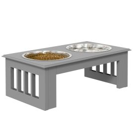Shelley Raised Dog Feeding Bowls with Stand for Small Dogs - Grey