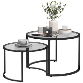 Scott Glass Coffee Table Set of 2 - Black