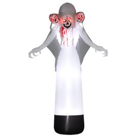 Jones Outdoor 8.9FT Tall Halloween Inflatable Witch with Three Heads - White
