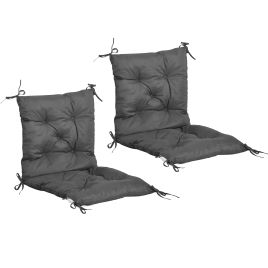 Set of 2 Outdoor Seat Cushions with Backrest - Grey