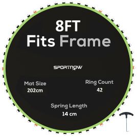 SPORTEDGE Trampoline Replacement Mat with Spring Pull Tool, 42 V-Hooks, for 8ft Trampoline using 14cm Springs, Green