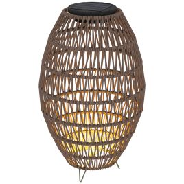 SUNVISTA Rattan Solar Lantern, Auto On/Off Garden Lamp, IP44 Waterproof, Outdoor Decorative Light, Dark Brown