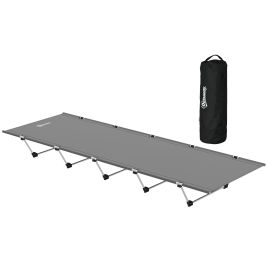 SUNVISTA Lightweight Camping Bed, Aluminium Portable Camp Cot w/ Strong Support 150kg and Carry Bag for Camping, Dark Grey