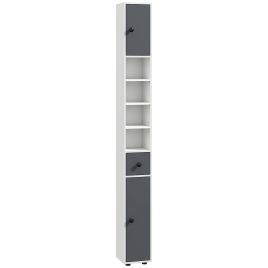 Kleankin 180cm Tall Slim Bathroom Cabinet with Open Shelves - White