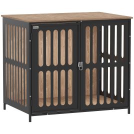 PAWSTER Dog Crate Furniture with Anti-Chew Resistant Mesh, Anti-Escape Single Door, for Medium Dogs, 80 x 55 x 72 cm
