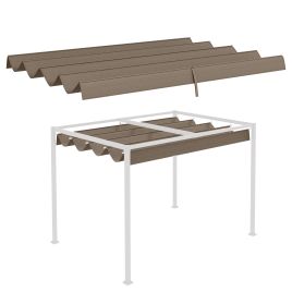 Pergola Roof, Retractable Sun Shade Cover for 3 x 2.15m Pergola, UV30+ Protected, Coffee