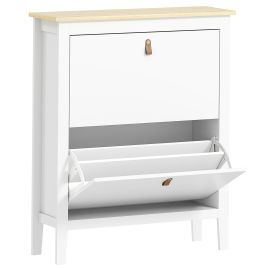 ZABIST 2 Drawers Medium Shoe Cabinet White