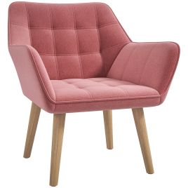Armchair - Accent Chair with Wide Arms Pink 67cm