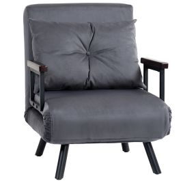 Scott 4-in-1 Velvet-Feel Single Chair Bed - Charcoal Grey