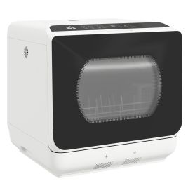 Table Top Dishwasher, Mini Countertop Dishwasher with 4 Place Settings, 6 Programmes, 6L Water Tank, Touch Control, LED Display, Delay Start, Dual Water Supply and Fruit Wash Mode, White