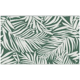 SUNVISTA Reversible Outdoor RV Rug, 1.5 x 2.4m Patio Floor Mat, Waterproof Plastic Straw Rug for Garden, Deck, Picnic, Beach, Green and White