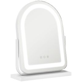 HERON LED Vanity Mirror with Lights, 33 x 44.5cm Lighted Makeup Mirror with 3 Colour, 360deg Rotation, White