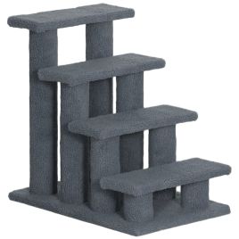 Pet Stairs 4 Steps for Sofa Tall Bed Dog Cat Little Older Animal Climb Ladder Portable Pet Access Assistance 63.5x43x60cm Grey