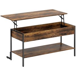 HERON Lift Top Coffee Table with Storage - Rustic Brown