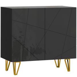 HERON Modern Luxe High Gloss Sideboard Hairpin Legs - Black