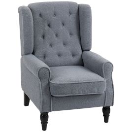 HERON Wingback Accent Chair Retro Upholstered Button Tufted Occasional - Grey