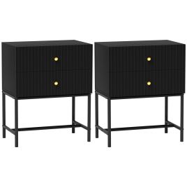 Solena Black Bedside Table Set of 2 - 48cm