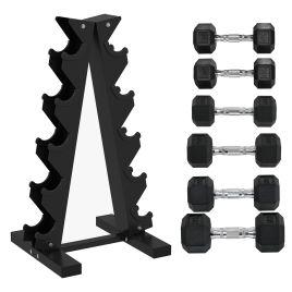 TORLAN Dumbbell Rack Metal Five Tier Storage Stand with Weights - Black