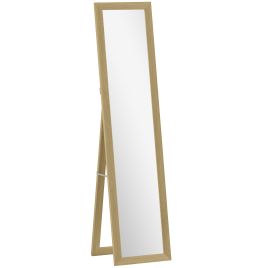 FARLMERE Full Length Mirror Wooden Standing Wall Mount Bedroom Decor - Natural