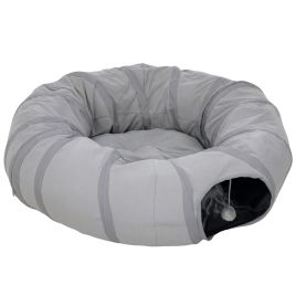 ZAVON 2 in 1 Cat Tunnel Plastic with Bed and Ball - Grey