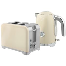KERSDEN Toaster and Kettle Set Retro Style - Cream