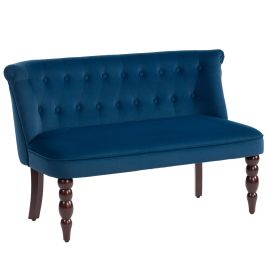 GAVON Velvet 2 Seater Fullback Sofa - Dark Blue