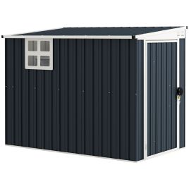 OSTREL 4ft Garden Shed Galvanised Steel Outdoor Storage Shed with Window - Grey