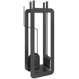 MELVO 5 Pieces Fireplace Companion Set Metal Fireside Accessories - Black