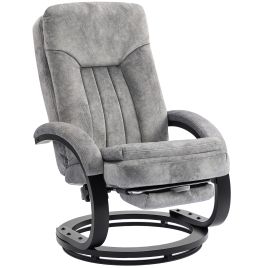 CORVALEN Velvet Swivel Recliner Armchair with Footrest - Grey